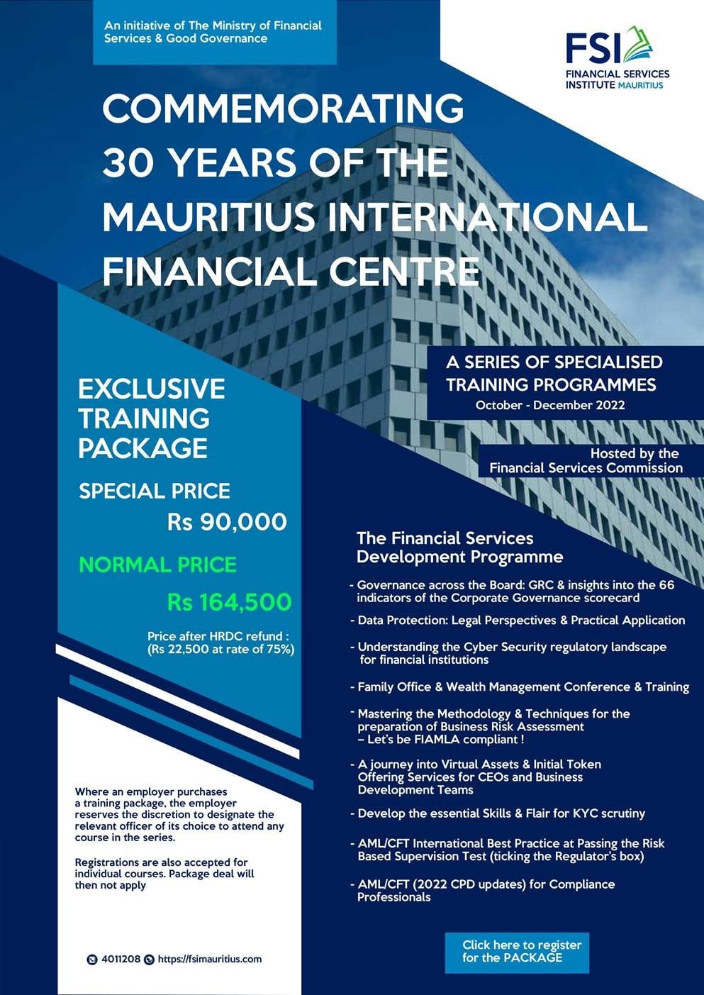 Commemorating 30 years of the Mauritius International Financial Centre